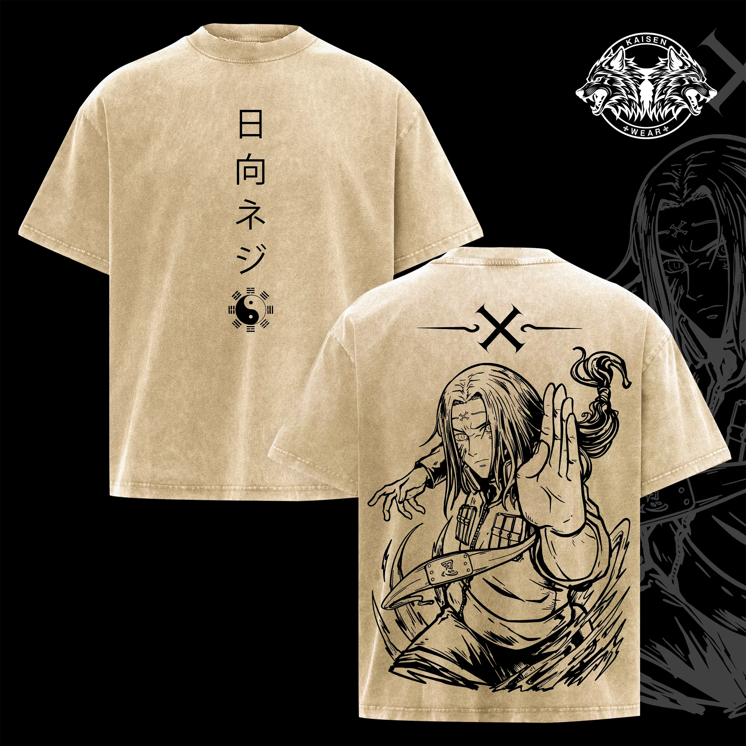 Neji Hyuga Vintage Washed Tee Gothic Manga Ninja Shirt Retro Anime 