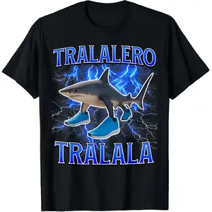 100% Cotton Tralalero Tralala Funny Shark Italian Brainrot Meme T-Shirt