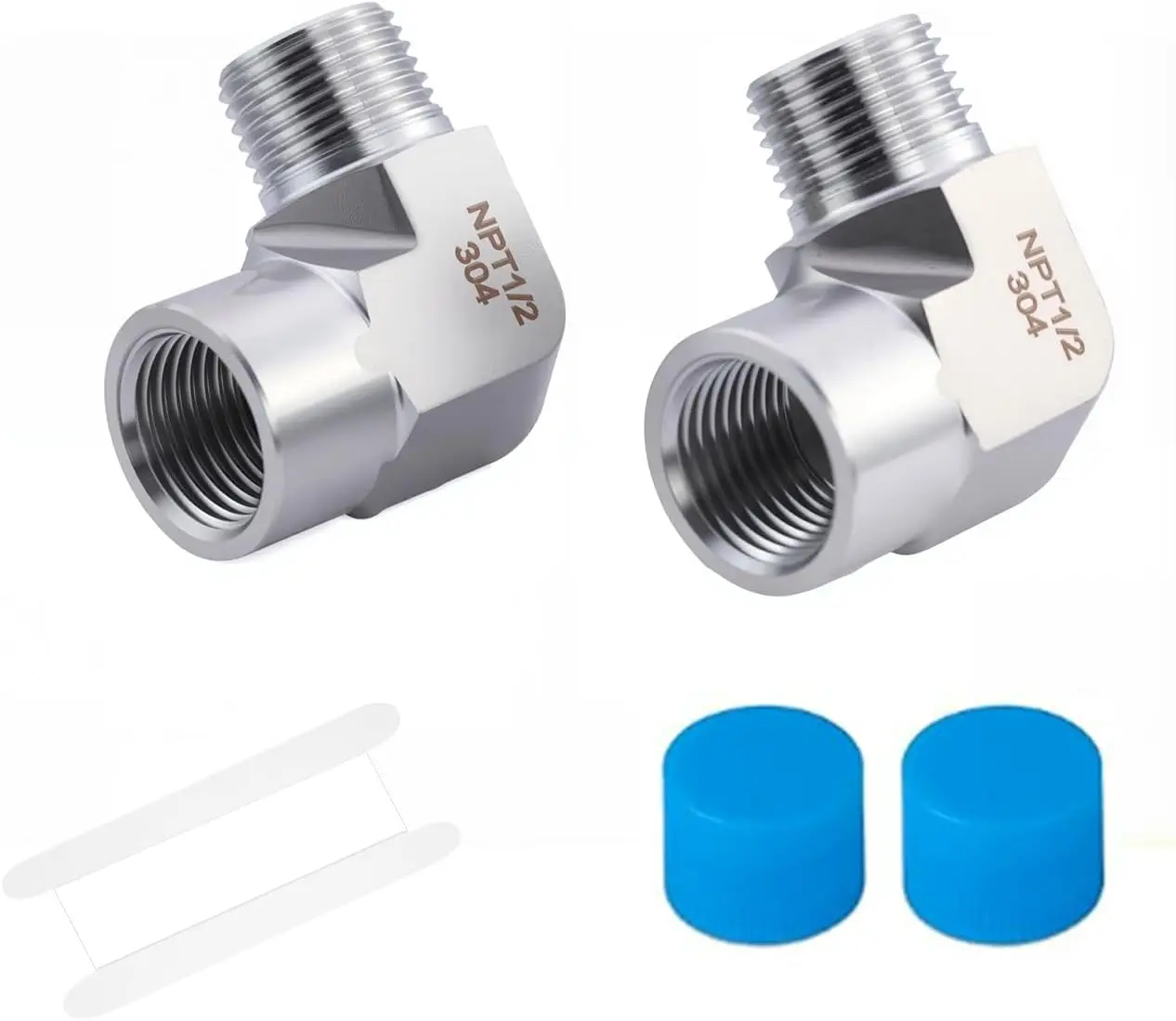 2 Pack NPT1/2 90  Elbow, NPT1/2 Female - NPT1/2 Male,For  , Sensor Interval Extender Adapter, 304 Stainless Steel Pipe Fittings.