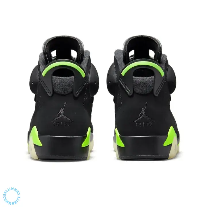 Black-and-Electric Green High-Top Nubuck Basketball Shoes, featuring a black nubuck upper with fluorescent green accents and milky white crystal outsole. The heel pull tab enhances functionality, ideal for on-court performance and streetwear styling.