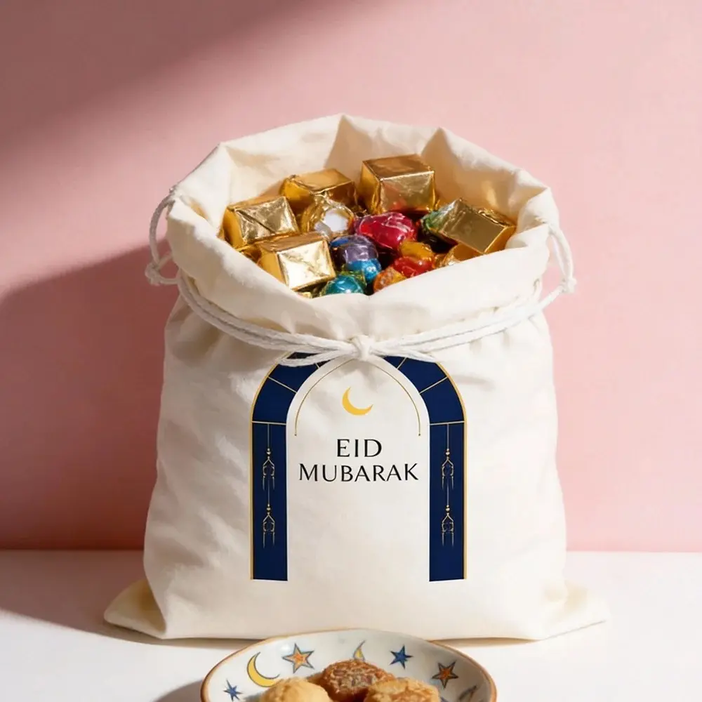 Personalized 30x40cm Eid Mubarak Gift Bag for Kids Boys Girls Ramadan Muslim Islamic Eid Al Fitr Home Decoration Party Favor