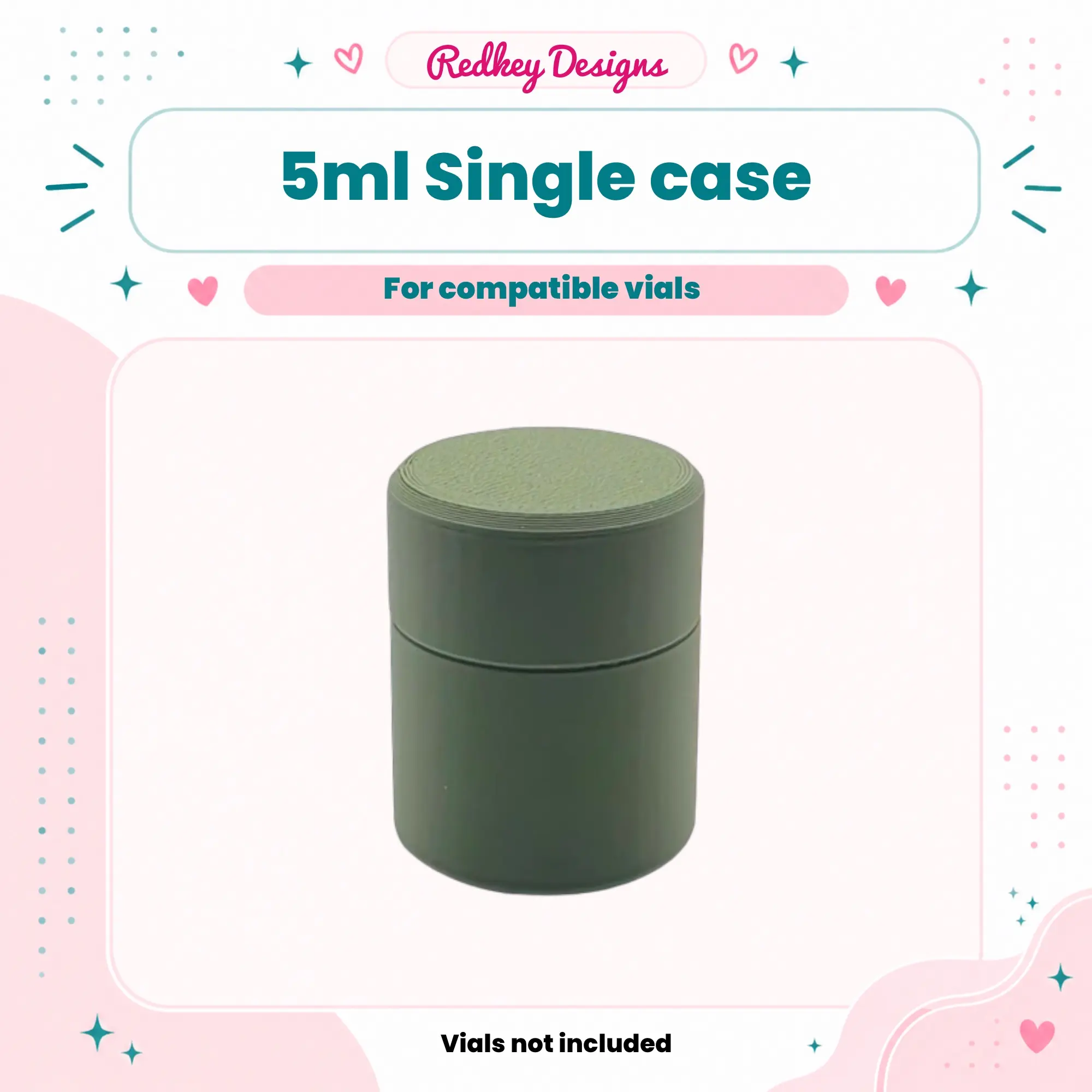 5ml Single Vial Storage Case | Screw Top 3D Printed Protective Case
