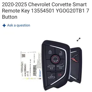 2020-2025 Chevrolet Corvette Smart Remote Key 13554501 YGOG20TB1 7 Button
