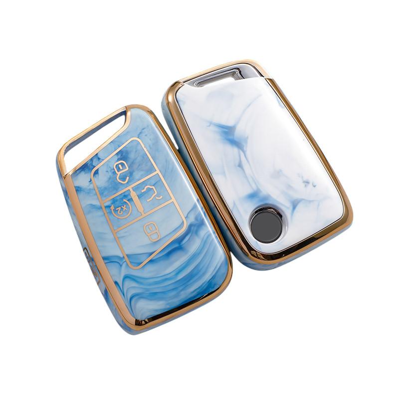 Volkswagen Key Fob Cover Compatible with VW Atlas Golf Alltrack Jetta Passat Tiguan Smart 4 Buttons Key Fob 2018-2022