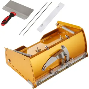 VEVOR Drywall Flat Box, 10-Inch Wide Quick Clean, Aluminum Finishing Mud Box for Plasterboard, Wallboard, Sheetrock, Bonus Mudguard, Extra 2 Stainless Steel Blades (10/12-Inch)