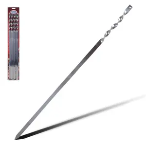 Alpine Cuisine Stainless Steel BBQ Skewers 6pc Set for Grill - Twist Handle Design - Perfect for Kebabs, Marshmallows, Fruits