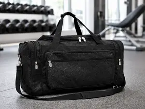 Black Glitter Canvas 20" Duffle Bag Oversized Waterproof