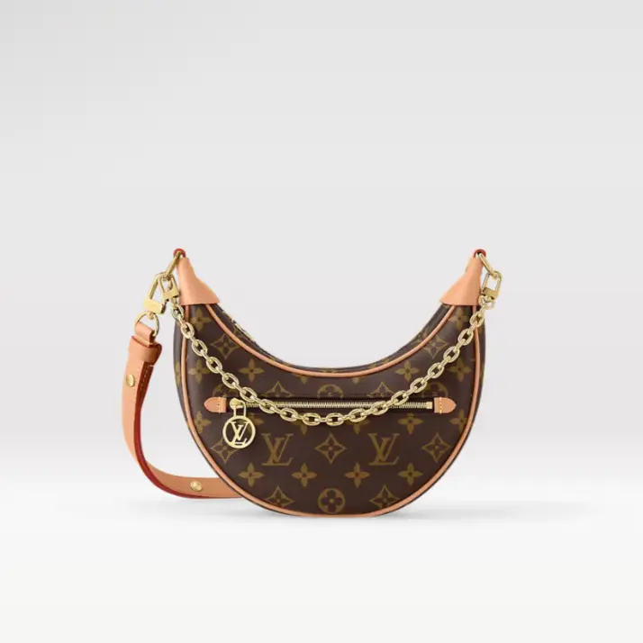 Pre-owned Louis Vuitton LV Loop Bag Full Original LV Monogram Moon Pea Chip Armpit Shoulder Bag