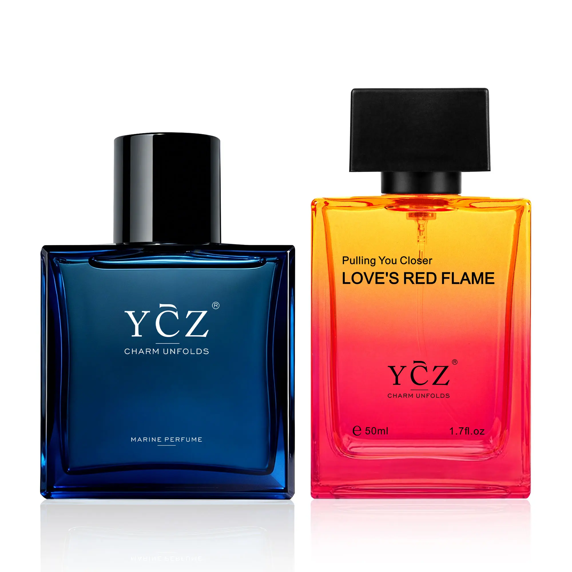 [YCZ] Men's 2-Pack Alcohol-Based Eau de Parfum Gift Box Set - Marine & Flame Fragrance Duo, 2×1.7 fl oz Mini Perfume Set, Oceanfresh Start, Creamy Vanilla Base, Spicy Woody Allure, Versatile, Ideal Gift for Guys, Suitable for Dates & Daily Use, Gift Box S