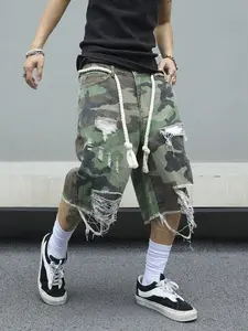 Shorts for summer - Men's Wide Leg Camo Denim Shorts With Utility Pockets for Daily Wear shorts for the summer cargo pants for men pants for men men shorts sweat shorts beach outfits summer mens clothing clothes for men male clothing summer outfits