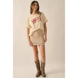 Crochet Away Pointelle Crochet-Knit Mini Skirt