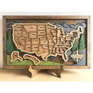 Custom Personalized US Travel Map, US Travel Map, Travel Map Tracker, Family Road Trip Tracker, Travel Home Decor Gift for Travelers- Large