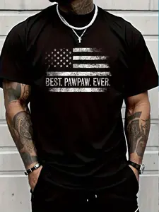 100% Cotton Best Pawpaw Ever American Flag Gifts Pawpaw Father's Day T-Shirt Women's Men's Graphic Tee Crew Neck summer vacation Tops