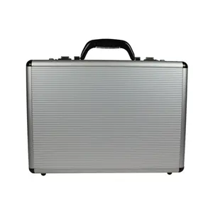 World Traveler WT-BC-450LA 4 in. Fasano Aluminum Silver Wide Attache Briefcase