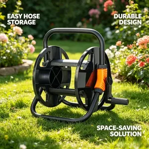 Portable Garden Hose Reel Cart, Water Hose Storage Holder, Manual Hand Crank Hose Organizer, Heavy Duty Hose Reel for Yard Lawn Patio Irrigation Outdoor Use, Easy Rolling Hose Storage