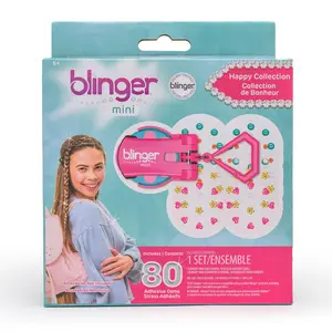 blinger® mini (On The Go) Starter Kit with blinger® mini Gem Stamper + 80 Colorful Hair-Safe Gems