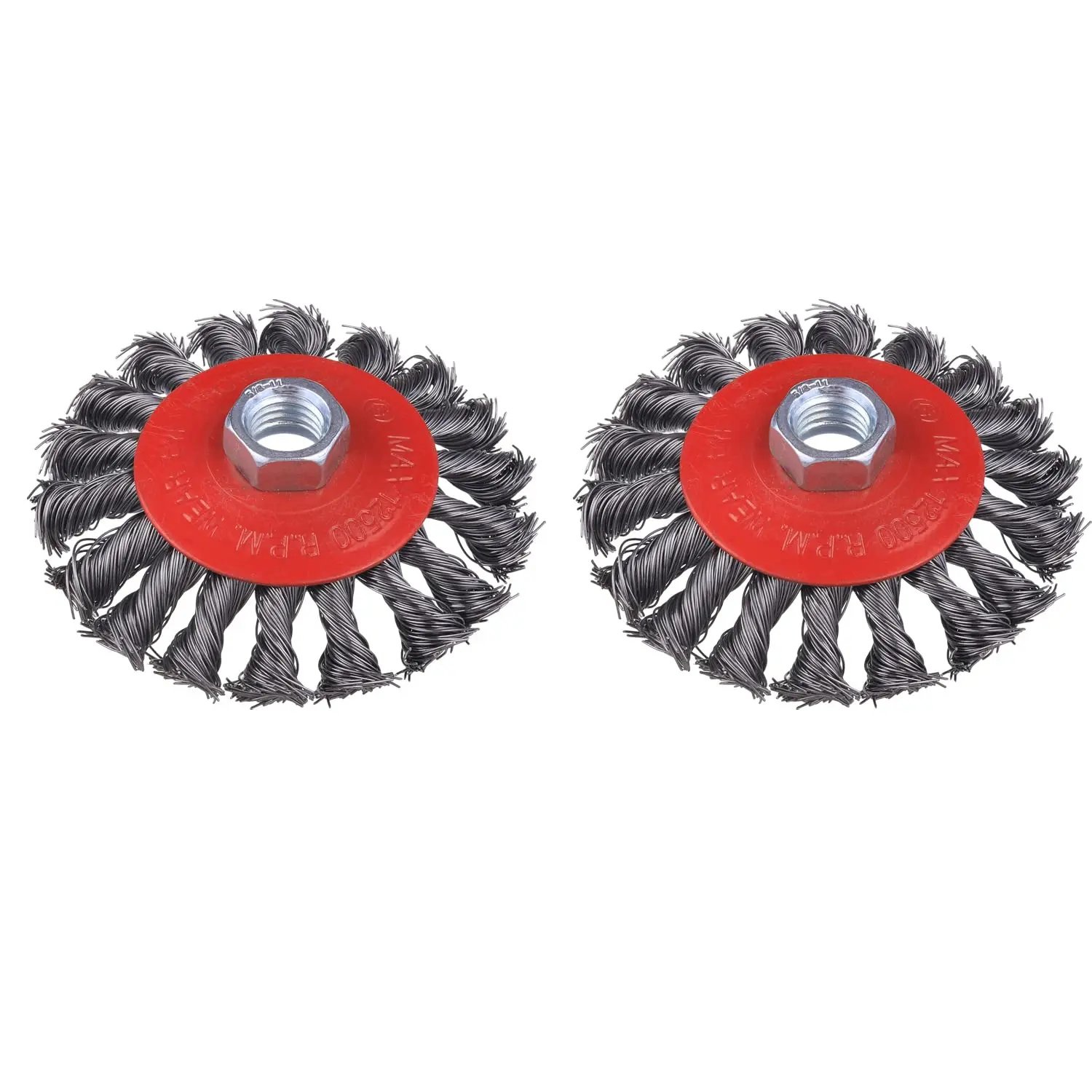 Wire Wheel for 4 1/2 Angle , 2 Pack 4 Inch Twist Knotted Wire Wheel for Grinders, with 5/8 Inch-11 Threaded Arbor, Angle  Wire Wheel for Heavy&Light Duty Work