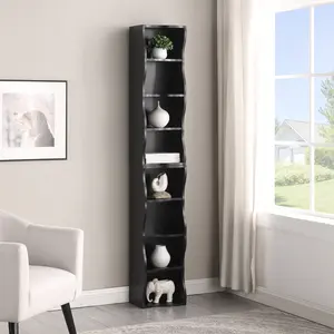 8-layer adjustable shelf ultra-thin bookshelf with a wavy border design, which is more aesthetically pleasing, is suitable for high and narrow, display and multi-functional bookshelves in home offices