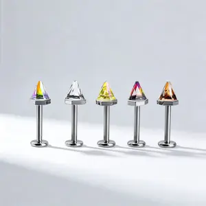 F136 Titanium Cartilage Stud, Pyramid Spike Design, Ear Piercing Jewelry