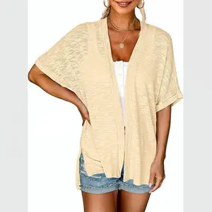 Lightweight Cardigans for Women Casual Summer Short Sleeve Cardigan Open Front Beach Coverups 2025