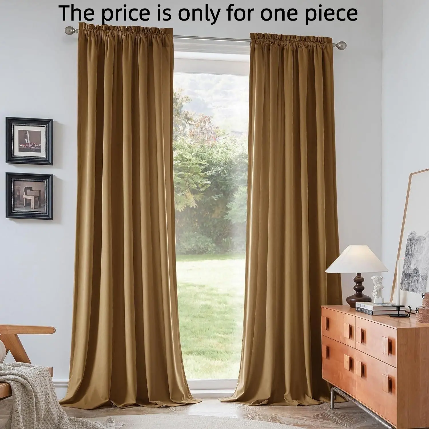 1pc Italian Velvet Fabric Heavy Window Curtain, Window Hanging, Cream Thickened Soft Cloth for Bedroom & Living Room, Insulated Light Blocking Design