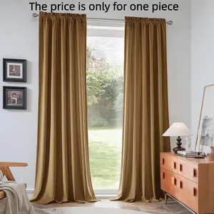 1pc Italian Velvet Fabric Heavy Window Curtain, Cream Thickened Soft Cloth for Bedroom & Living Room, Insulated Light Blocking Design
