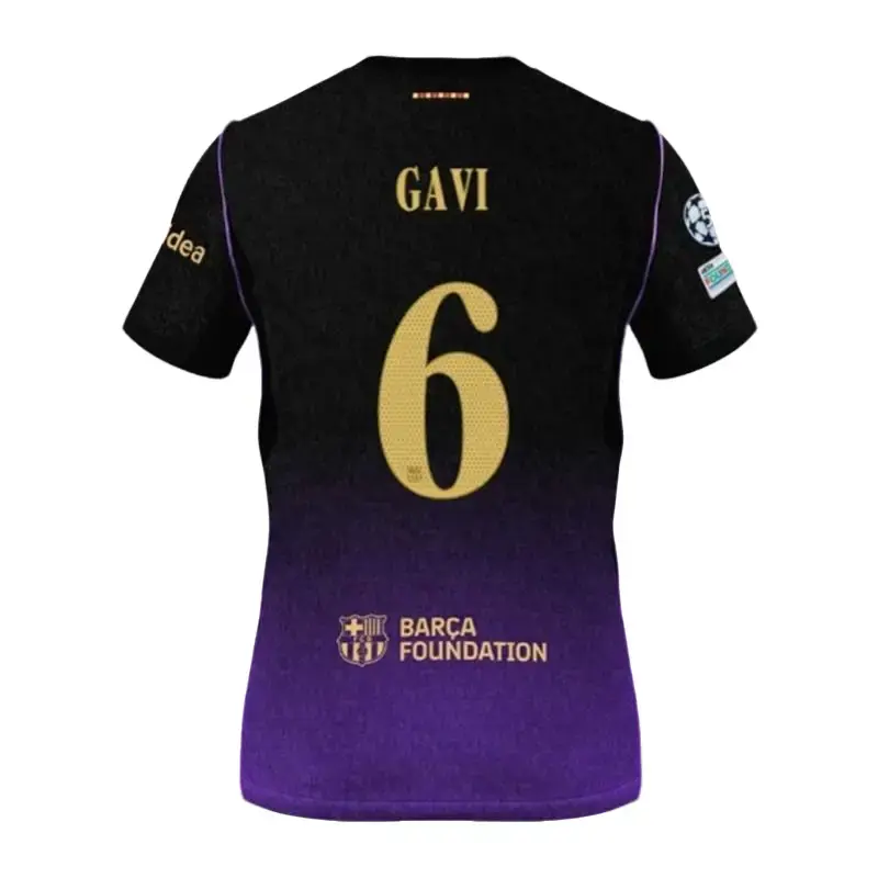 Unisex Soccer Jersey Black and Purple Striped Soccer Mamba Mentality Jersey #6 Gavi Fan Style Football Shirt 26 27