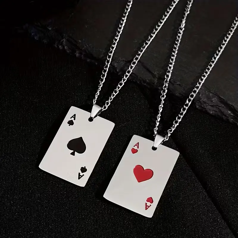 Aces Necklace - Stylish  Chain with Poker Chip Pendant - Ideal for Card Players & Poker Enthusiasts