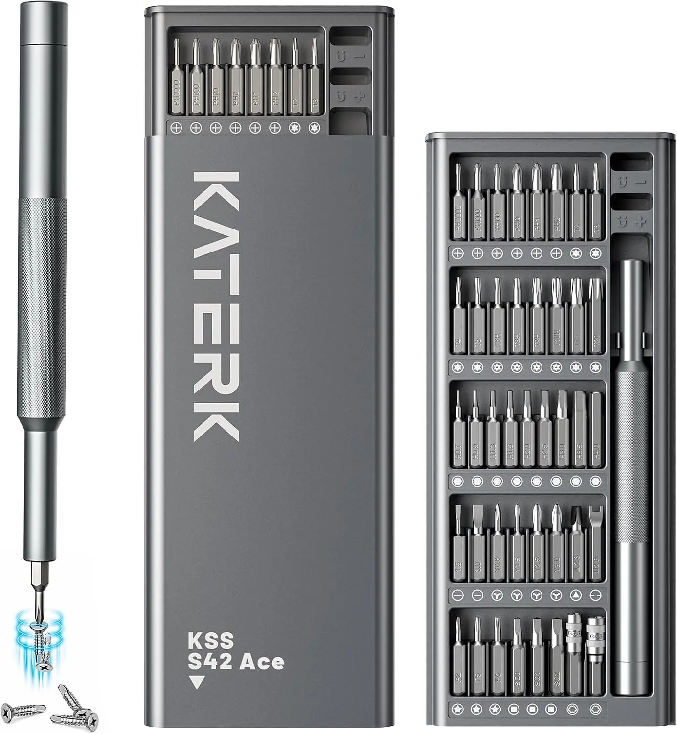 KATERK 42-in-1 Small Screwdriver Set Precision Mini Magnetic Repairs Tool | 40 Magnetic Bits, Resist Wear, Don't Strip Easily, Compact Organized Size, Repair Kit for Glasses, Laptop, iPhone, Watch