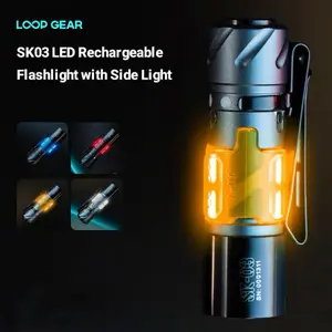 LOOP GEAR SK03 LED Rechargeable Flashlight, Mini Work Flashlights with Side Light, 1000 High Lumens, EDC Light Super Bright