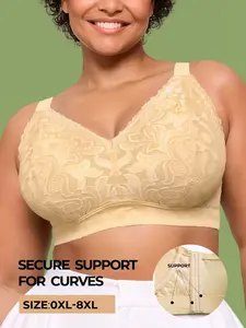 Bodimoda No Underwire Lace Bra, Full Coverage 38D-54D, Wide Shoulder Straps, Comfortable Fit, Sizes L to 8xl, Soft Material