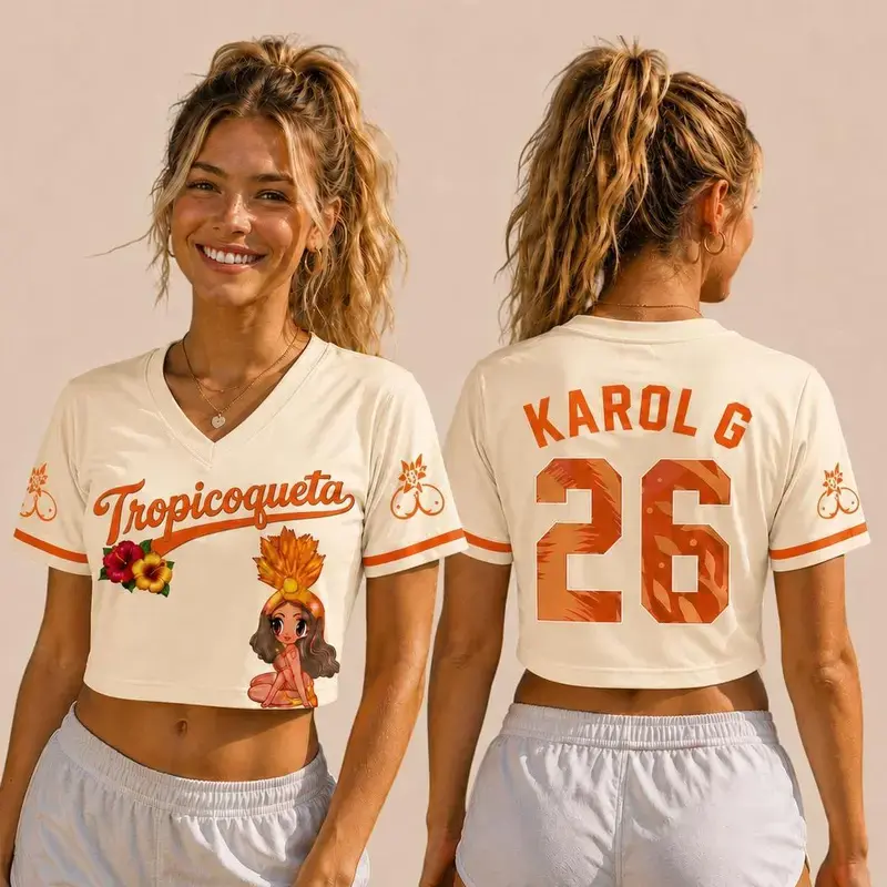 Tropicoqueta CROPTOP Jersey, Concert Outfit, Custom Name and Number Jersey - Gift For Fans