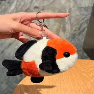 Cute Plush Koi Fish Keychain, Lucky Carp Gift for Best Friend, Adorable Couple Hanging Ornament, Backpack Decoration, Small Pendant