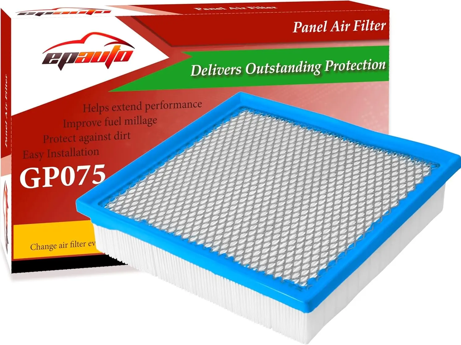 EPAuto GP075 (CA10755) Engine Air Filter, V6 Engine Replacement for 2010-2025 Lexus RX350, Toyota Camry, Sienna, Highlander, Jeep Grand Cherokee, Dodge Durango