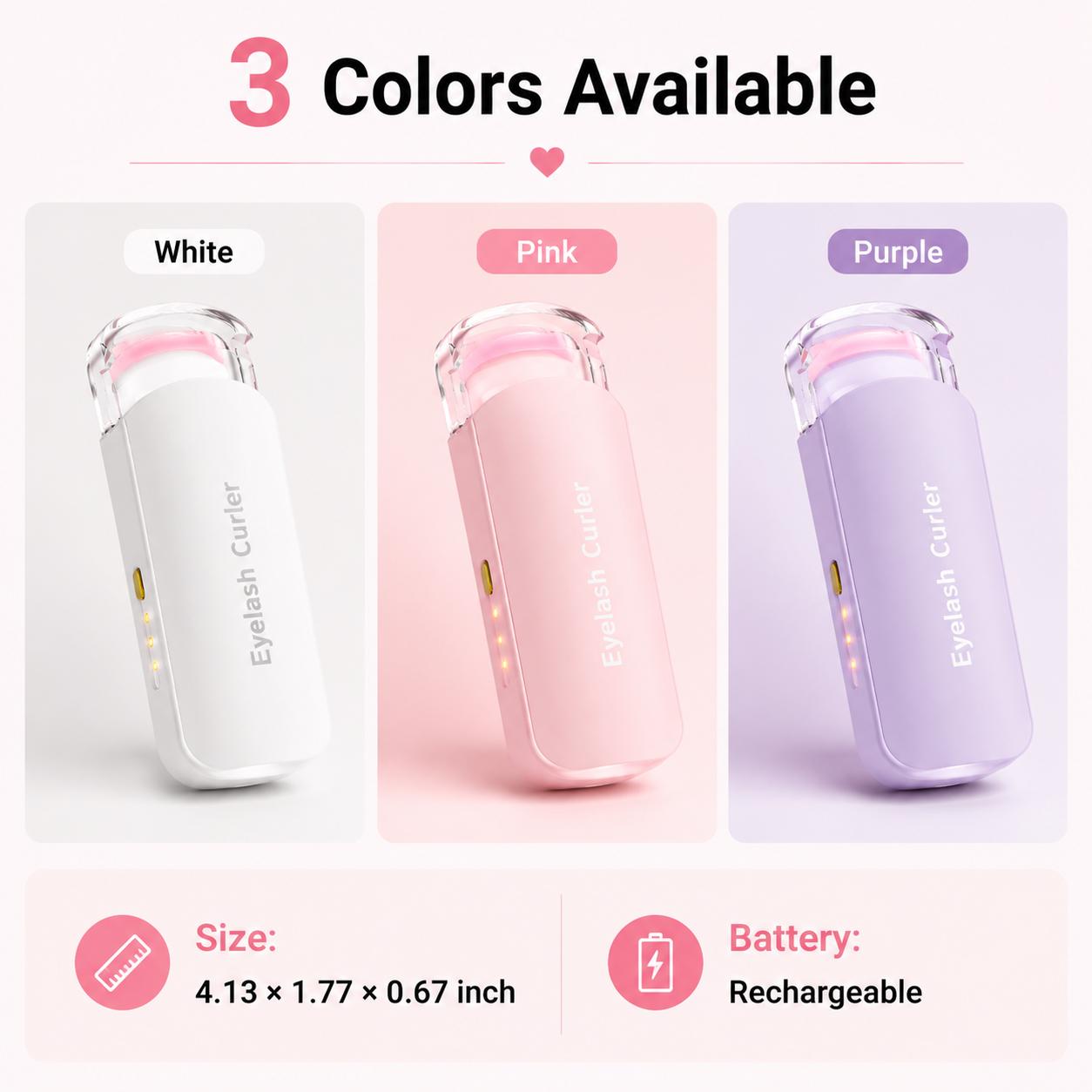 Thermal Eyelash Curler – USB Rechargeable with Thermo-sensitive Silicone Pad Fast Curling, Small Lifting Curler for Eyelashes – for Women, Girls, Home, Travel, Curly and Stylized