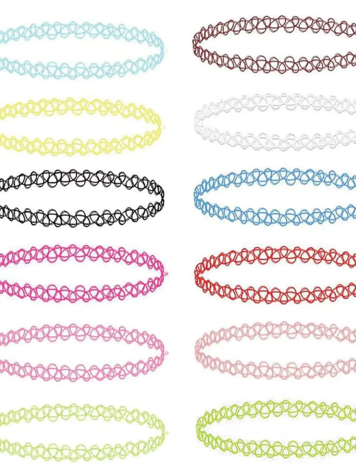 Classic Handmade Fishline Tattoo Vintage Collar Necklace Set, Casual Style Necklaces, 12-Piece Colorful Versatile Jewelry, Unique Sexy Neck Chain Accessories