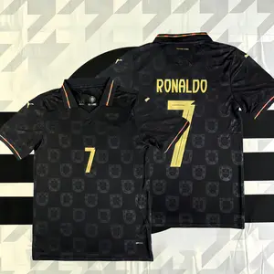 2026 Black and Gold Home Jersey, No. 7 Ronaldo Fan Edition Short-Sleeve Jersey
