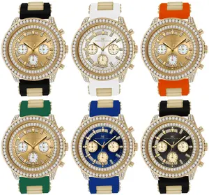 50mm Montres Carlo Sports Silicone Band Luxury Modern Stones Men's Watch