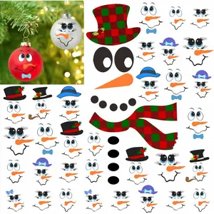 Snowman Face Stickers Snowman Decals Christmas Wall Decals Snowman Faces Decals Refrigerator Wall Stickers Window Cling Decal Lovely Snowman Face Art Wall Decor Christmas Decorations