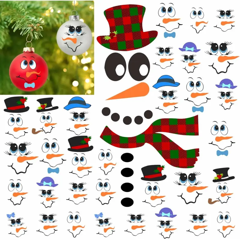 Snowman Face Stickers Snowman Decals Christmas Wall Decals Snowman Faces Decals Refrigerator Wall Stickers Window Cling Decal Lovely Snowman Face Art Wall Decor Christmas Decorations
