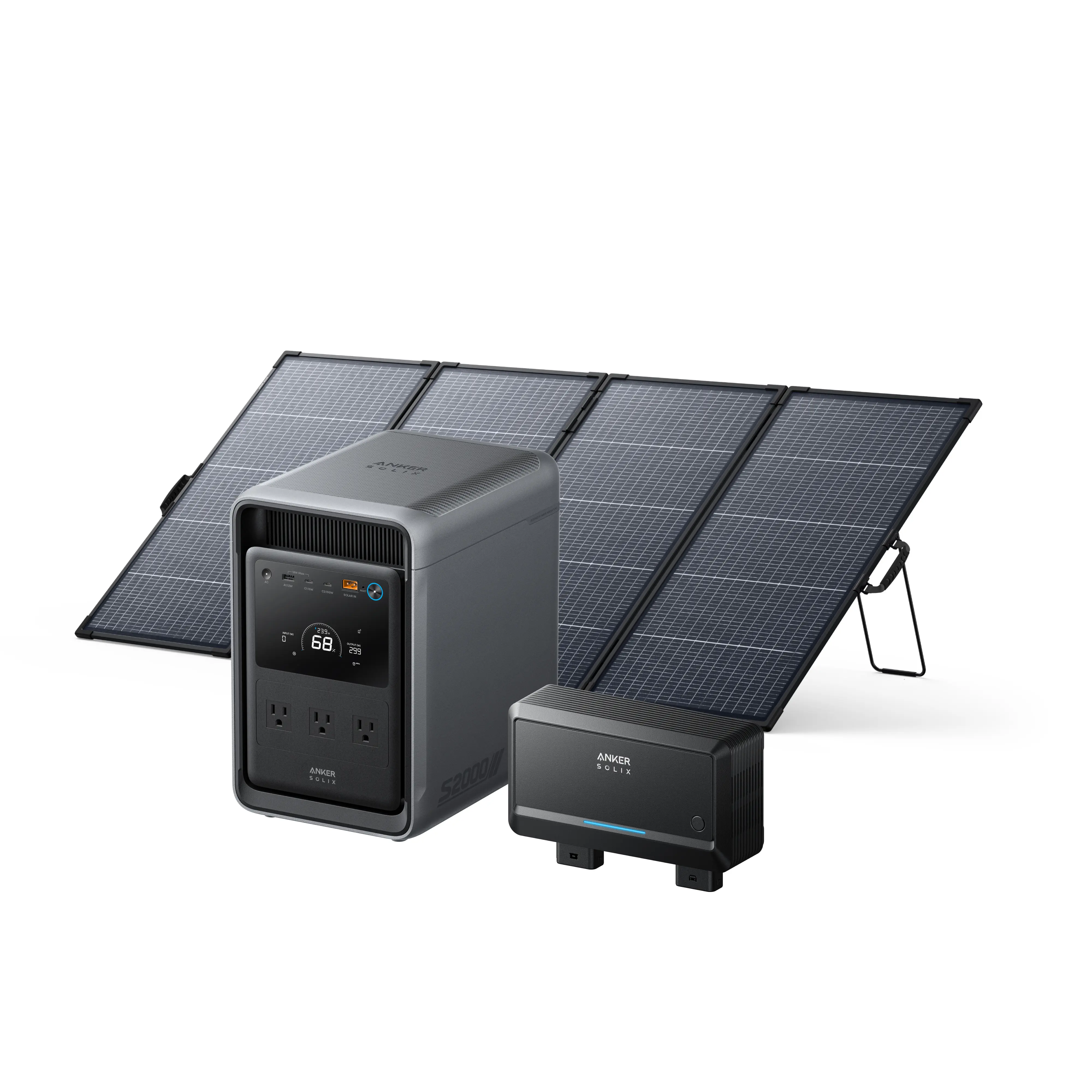 ANKER SOLIX S2000 Solar Generator + 400W Bifacial Solar Panel + Alternator Charger
