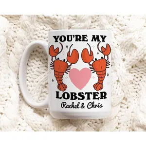 Custom Lobster Mug, Youre my Lobster Quote Mug, Personalized Couples Wedding Cup, Lobsters in Love, Cute Valentines Anniversary Gift Idea