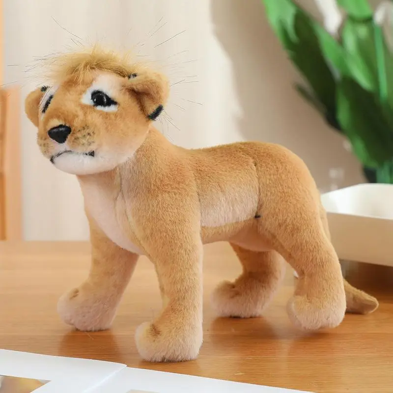 Realistic Beast Plush Toys - Cute Wild Khaki Tiger, Lion, Leopard Soft Stuffed Animal Dolls, Animals & Nature Themed Kids Gift, House Decoration for Home