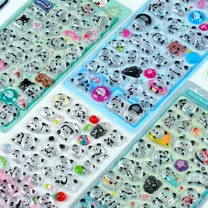 1 pc/4 pcs 3D Relief Stickers Cute Panda Cartoon Drop Journaling DIY Diary Stationery Sticker Decor School Supplies