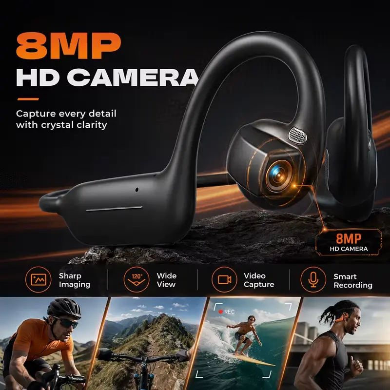 AI Smart Earphones Open Bone Conduction With Camera Sports Music OWS Headphones High Quality Headset Ear Hanging