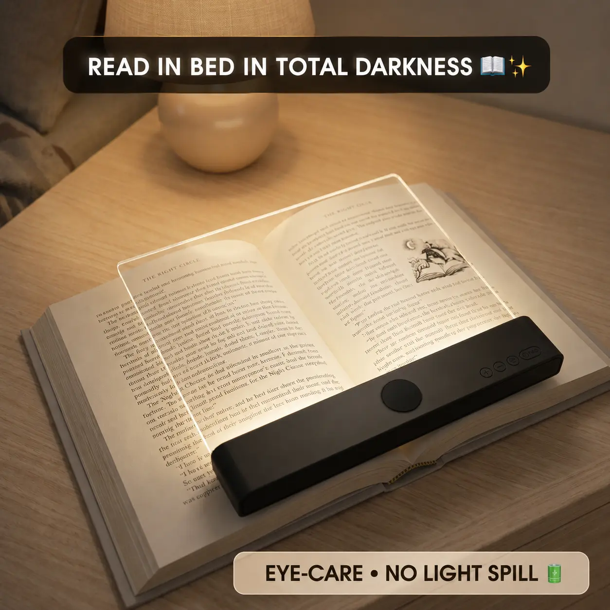 Clear LED Flat Book Light, Rechargeable Page Reading Lamp with Timer & Dimmable Panel, Full Page Night Light for Reading in Bed, Bookish Gift for Readers