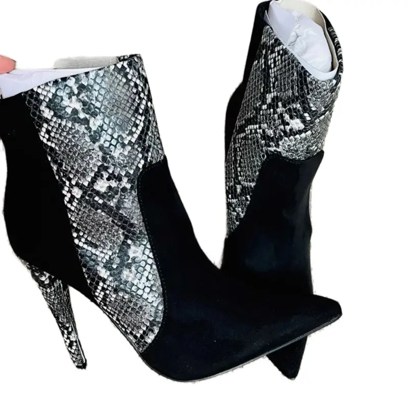 Suede Snake Skin Pattern Ankle Boots Size 7.5 for Women - Girl