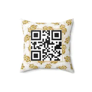 "FY Pay Me" Tech N9ne QR Code, $ Sign, Spun Polyester Square Pillow