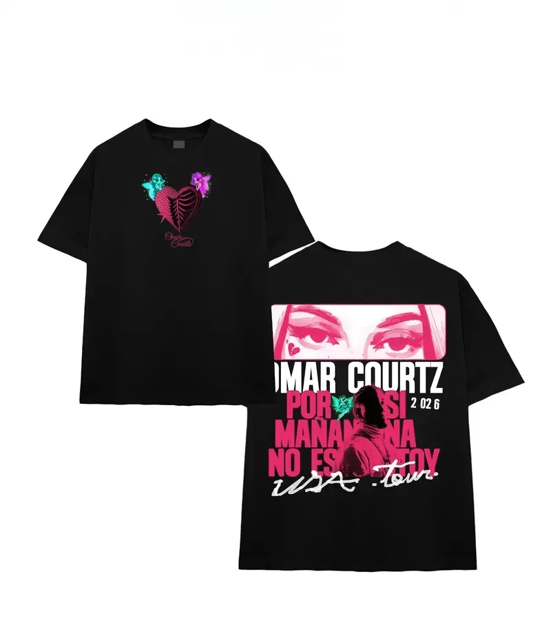 Youth & Adult Unisex Heart Design Front T-Shirt, Latin Trap Music Graphic Tee, Reggaeton Concert Outfit, Music Festival Streetwear, Cotton Unisex Shirt, 2026 Tour Fan Apparel