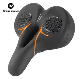 WEST BIKING Enlarged PU Leather Bicycle Saddle Professional Shock Absorbing Rubber Soft Breathable Waterproof MTB Seat Cushion